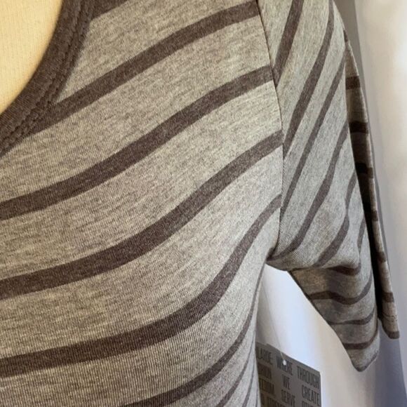 LULAROE JULIA dress in size small 2 tone gray colored stripes - Picture 7 of 12